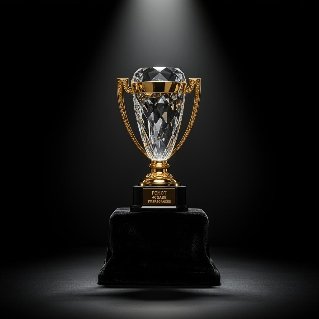 Crystal and gold award trophy