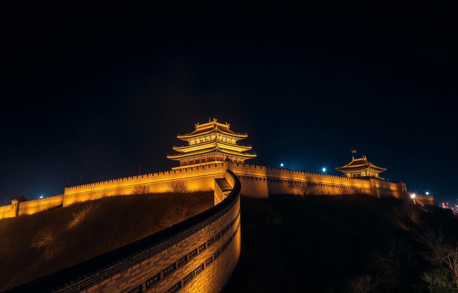 Xi'an ancient wall illuminated