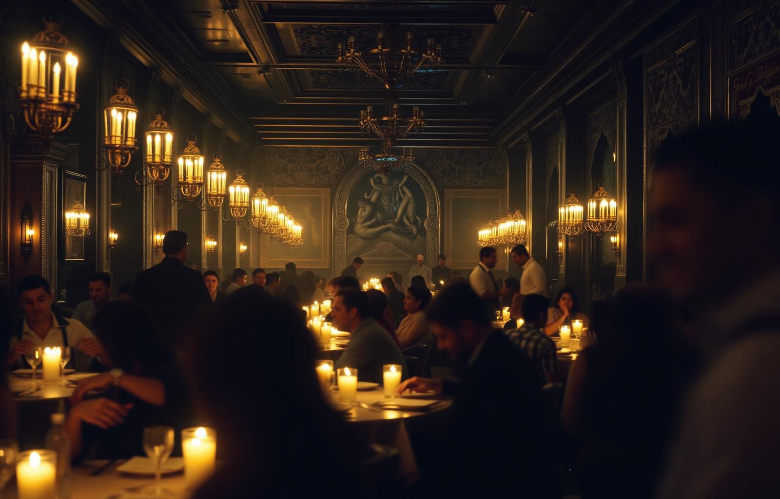 Restaurant interior alive with guests